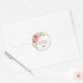 Sticker Rond Joyeux Noël Floral Fleurs Bouquet (Enveloppe)