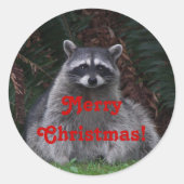 Sticker Rond Joyeux Noël Forest Raccoon (Devant)