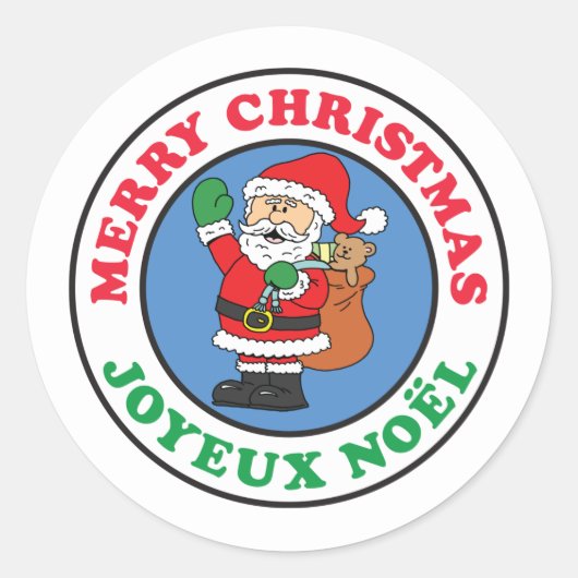 Sticker Rond Joyeux Noel French Christmas Père Noël (Devant)