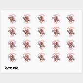 Sticker Rond Joyeux Noël Funny Père Noël équitation Dinosaur (Feuille)