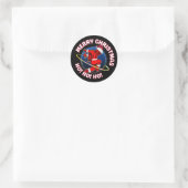 STICKER ROND JOYEUX NOËL FUNNY SPACE ASTRONAUTE  (Sac)