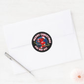 STICKER ROND JOYEUX NOËL FUNNY SPACE ASTRONAUTE  (Enveloppe)