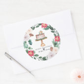 Sticker Rond Joyeux Noël | Gâteau de vacances Floral Wreath (Enveloppe)