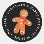Sticker Rond Joyeux Noël Gingerbread Cookie Custom (Devant)