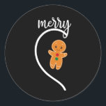 Sticker Rond Joyeux Noël Gingerbread Couple Christmas Pajam<br><div class="desc">Joyeux Noël Gingerpain Couple Pyjama de Noël Correspondance 1</div>