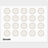 Sticker Rond Joyeux Noël Gingham Beige Clair (Feuille)