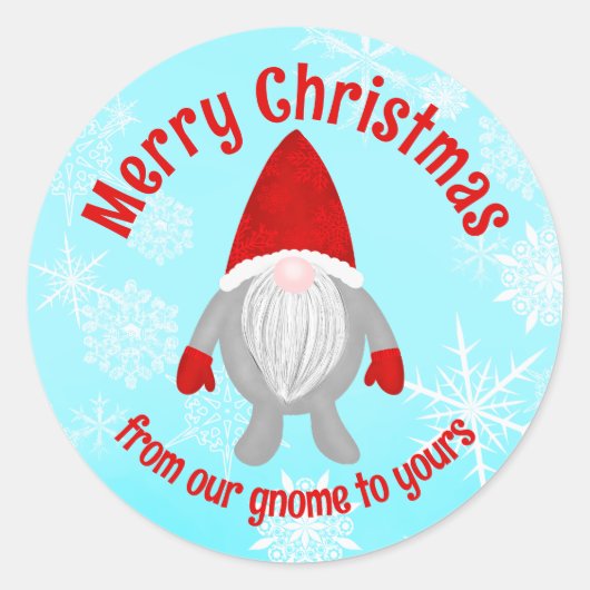 Sticker Rond Joyeux Noël Gnome (Devant)