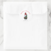Sticker Rond Joyeux Noël Gnome Avec Parties scintillant Arbre d (Sac)