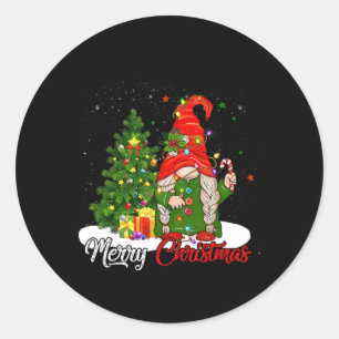 Sticker Rond Joyeux Noël Gnome Famille Noël S Pour Femmes