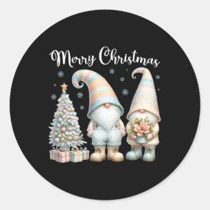 Sticker Rond Joyeux Noël Gnome Famille Pjs Correspondants Chris