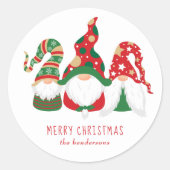 Sticker Rond Joyeux Noël Gnomes mignons Personnalisé (Devant)