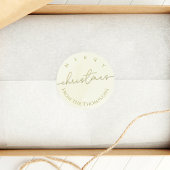 Sticker Rond Joyeux Noël Gold Calligraphie Script personnalisé