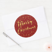 Sticker Rond Joyeux Noël Gold Foil Confetti Rouge (Enveloppe)