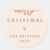 Sticker Rond Joyeux Noël & Gold Heart Cream Holiday (Devant)