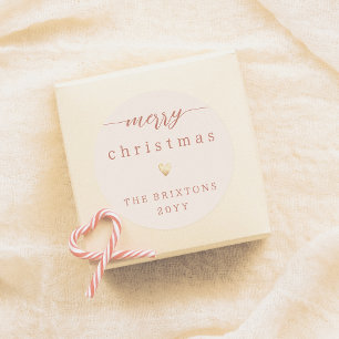 Sticker Rond Joyeux Noël & Gold Heart Cream Holiday