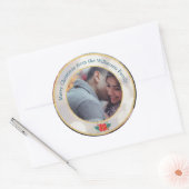 Sticker Rond Joyeux Noël Gold Parties scintillant photo (Enveloppe)