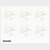 Sticker Rond Joyeux Noël Gold Script en blanc (Feuille)