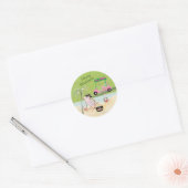 Sticker Rond Joyeux Noël Golf Panier Beach Monogramme Nom (Enveloppe)