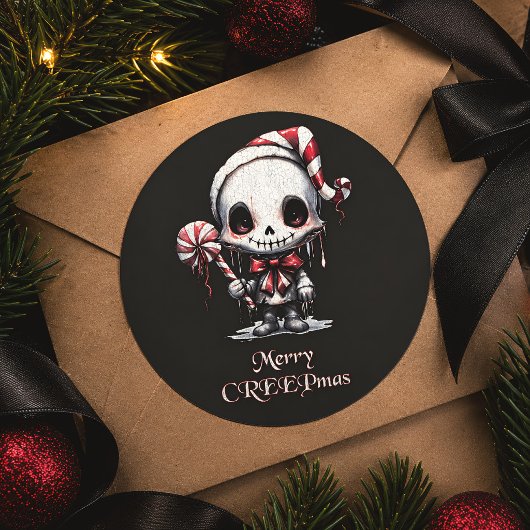 Sticker Rond Joyeux Noël gothique épouvantable