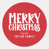 Sticker Rond Joyeux Noël Gras Texte Moderne Personnalisé (Devant)