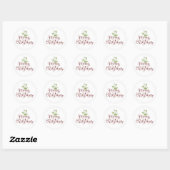 Sticker Rond Joyeux Noël Gui Écriture Élégante (Feuille)