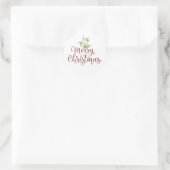 Sticker Rond Joyeux Noël Gui Écriture Élégante (Sac)
