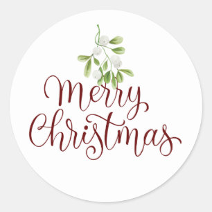 Sticker Rond Joyeux Noël Gui Écriture Élégante