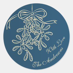 Sticker Rond Joyeux Noël Guirlande de calligraphie