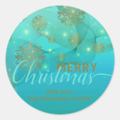 Sticker Rond Joyeux Noël hivernal Turquoise (Devant)