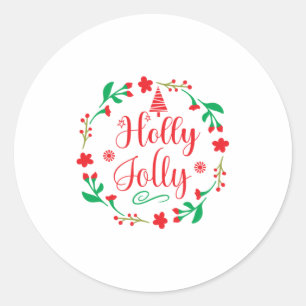Sticker Rond Joyeux Noël Holly Jolly