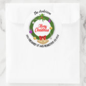 Sticker Rond Joyeux Noël Holly Wreath Adresse de retour (Sac)