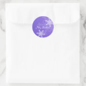 Sticker Rond Joyeux Noël Indigo White Snowflake Minimaliste (Sac)