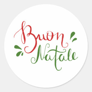 Sticker Rond Joyeux Noël italien Red Green