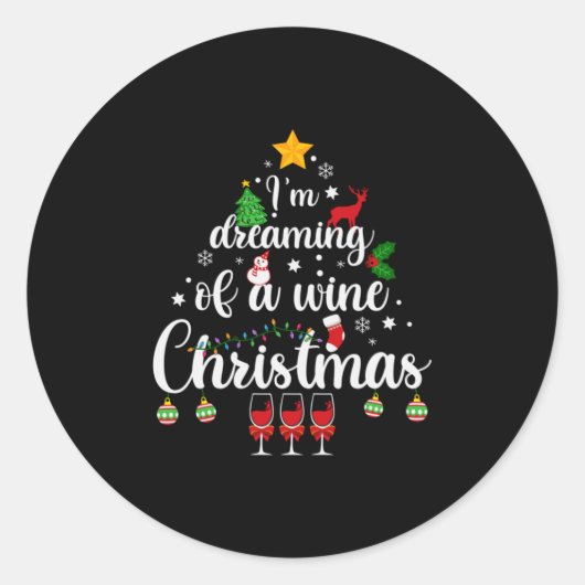 Sticker Rond Joyeux Noël Je Rêve D'Un Vin Noël (Devant)