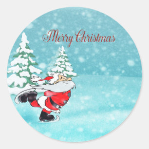Sticker Rond Joyeux Noël, joli Père Noël
