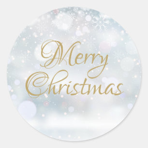Sticker Rond Joyeux Noël Joyeuses Fêtes Givre d'Hiver