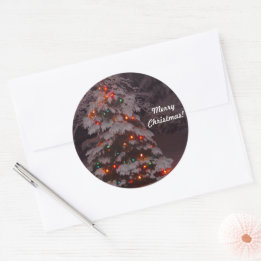 Sticker Rond Joyeux Noël Joyeux feux d'arbre de Noël
