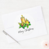 Sticker Rond Joyeux Noël Joyeux Jaune Et Bonne Année (Enveloppe)