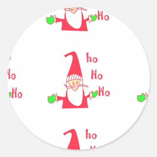 Sticker Rond Joyeux Noël Joyeux Noël Drôle Père Noël Hohoho (Devant)