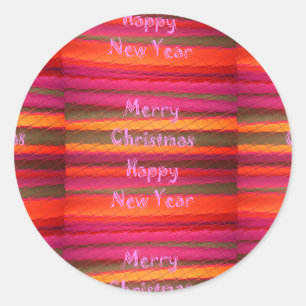 Sticker Rond Joyeux Noël Joyeux Nouvel An Toile Design couleur