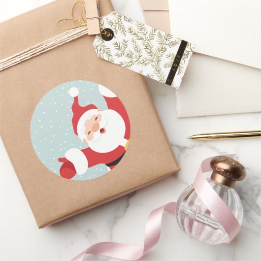 Sticker Rond Joyeux Noël joyeux Père Noël | Sceau à coller (Cadeaux)