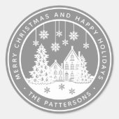 Sticker Rond Joyeux Noël Joyeux Vacances Hiver Personnalisé (Devant)