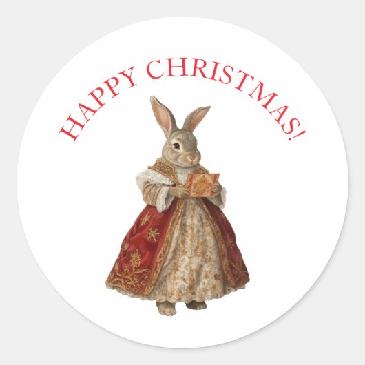 STICKER ROND JOYEUX NOËL LAPIN DE NOËL (Devant)