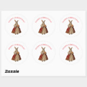 STICKER ROND JOYEUX NOËL LAPIN DE NOËL (Feuille)