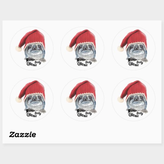 Sticker Rond Joyeux Noël Lazy (Feuille)