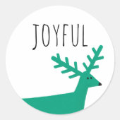 Sticker Rond Joyeux Noël. Les rennes verts (Devant)