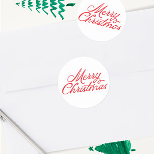 Sticker Rond Joyeux Noël lettrage rouge et blanc