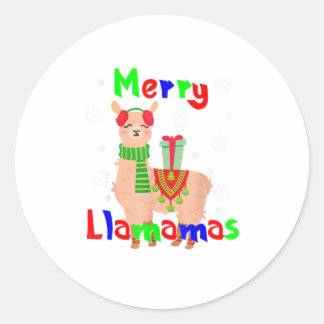 Sticker Rond Joyeux Noël Llamas