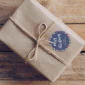 Sticker Rond Joyeux Noël Marine Bleu mignet Calligraphie Script