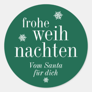 Sticker Rond Joyeux Noël Merry Christmas allemand vert